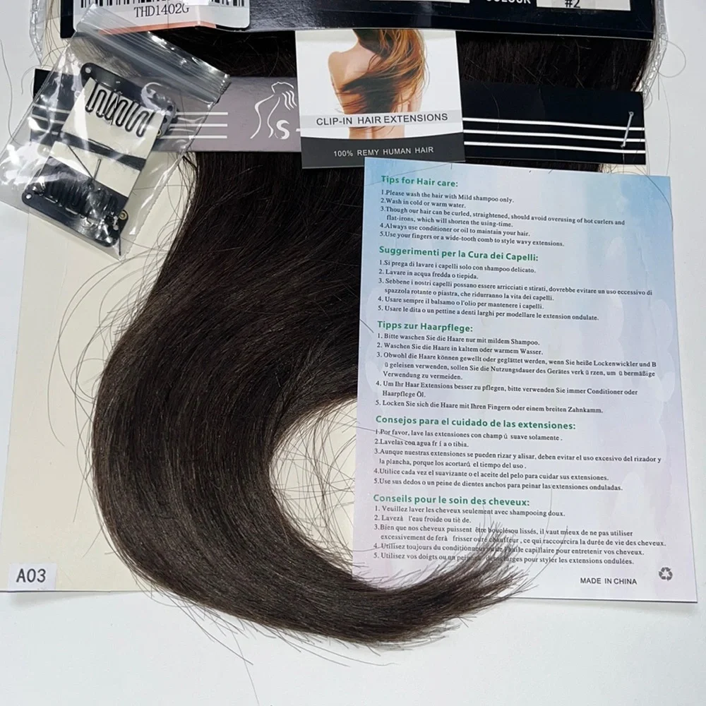 S-noilite Clip-In 100% Real Remy Human Hair Extensions One Piece Weft Clip Brown - Picture 9 of 10